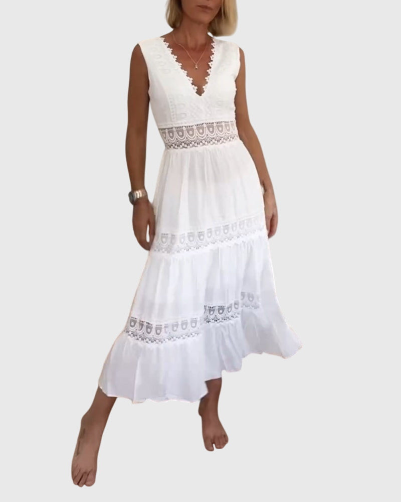 Alexandra - White Plunge Dress