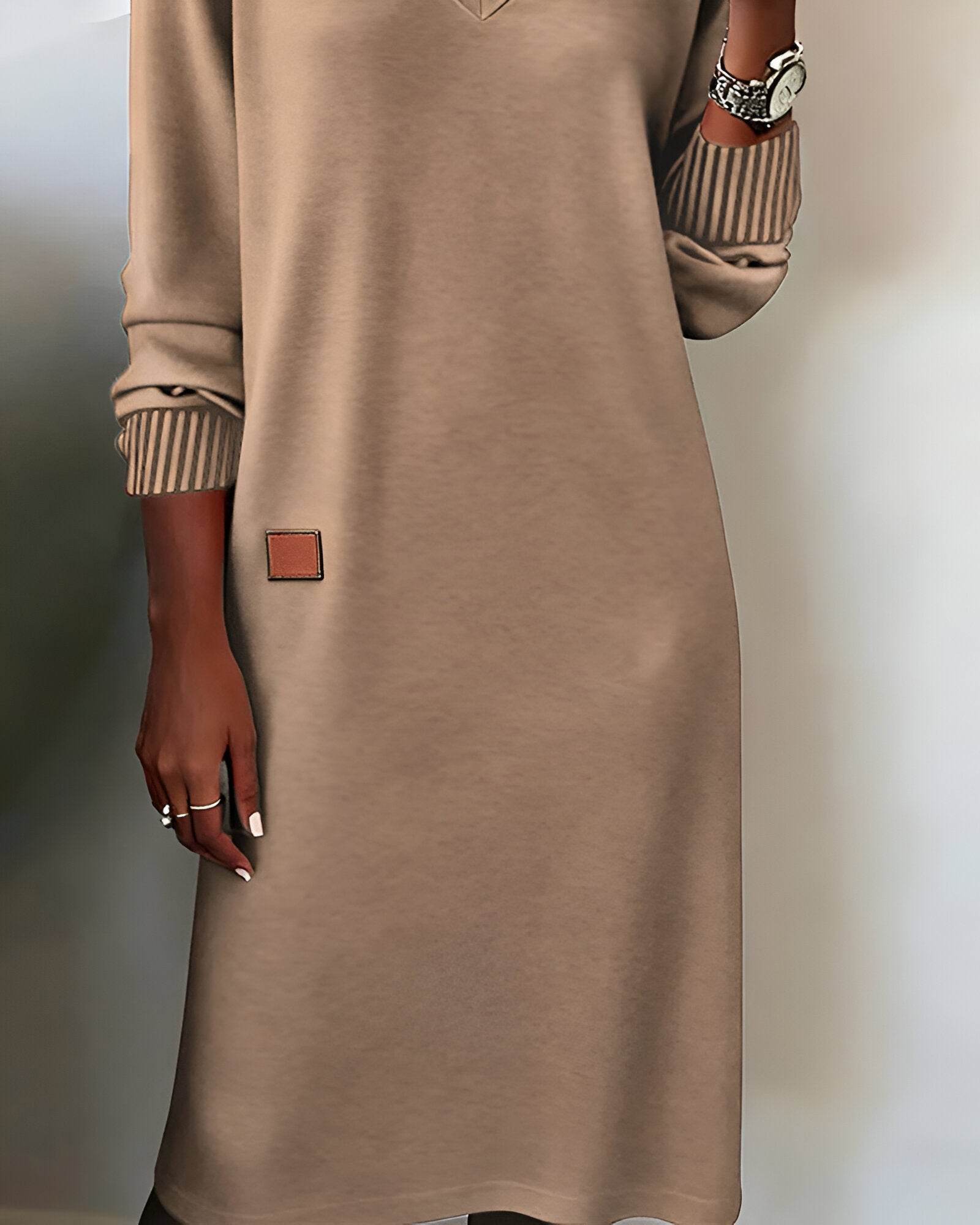 Kehlani™ | Soft Minimalist V-Neck Midi Dress