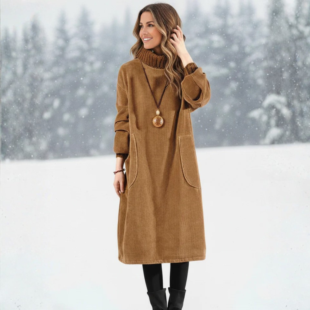 Elowen | Cozy Turtleneck Midi Dress