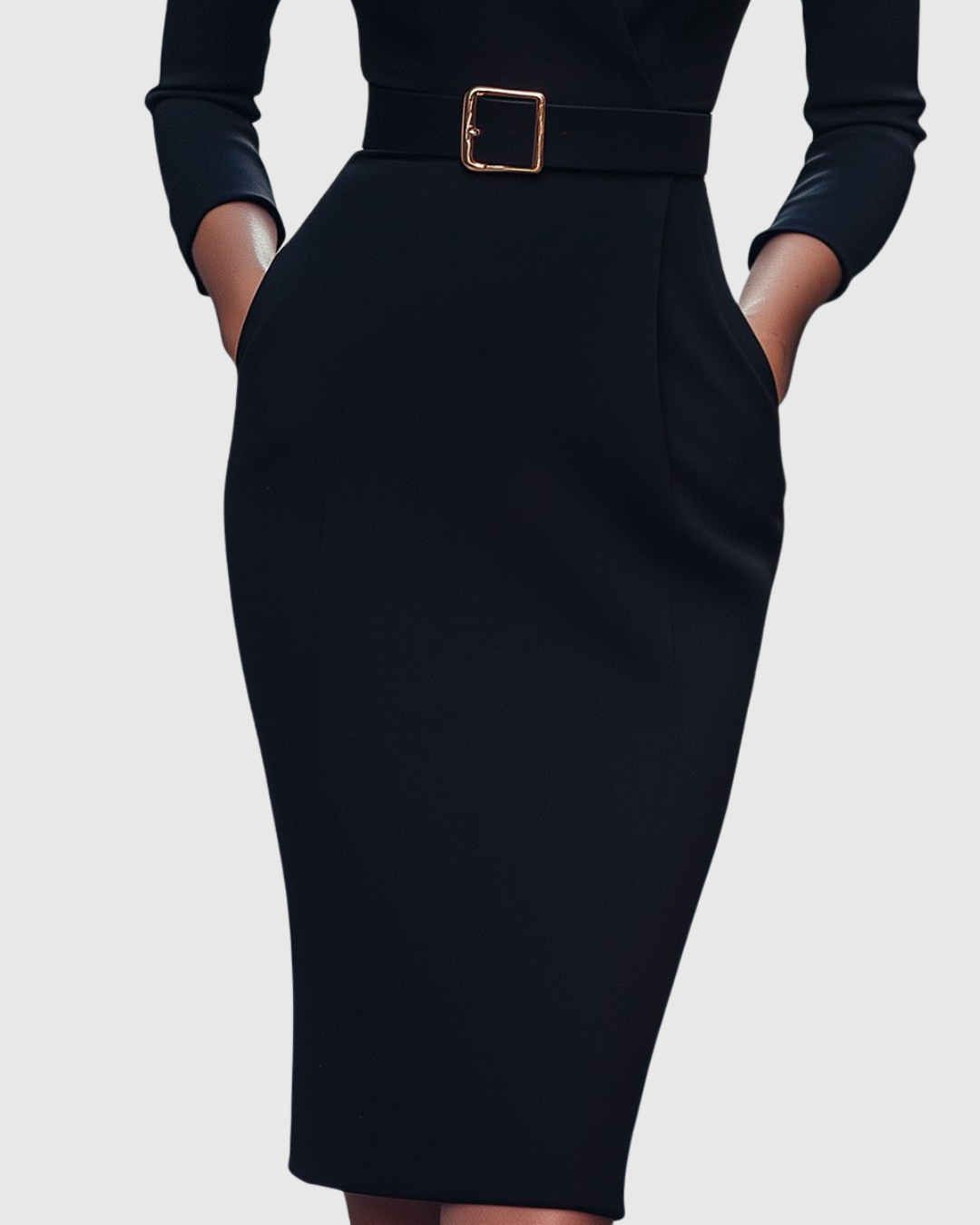 Selene | Elegant Belted Midi Dress