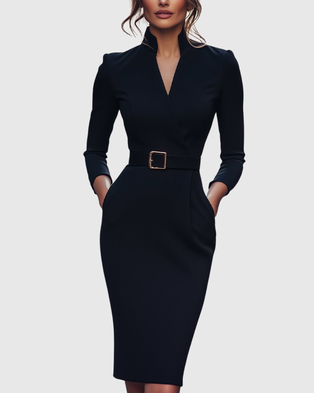 Selene | Elegant Belted Midi Dress