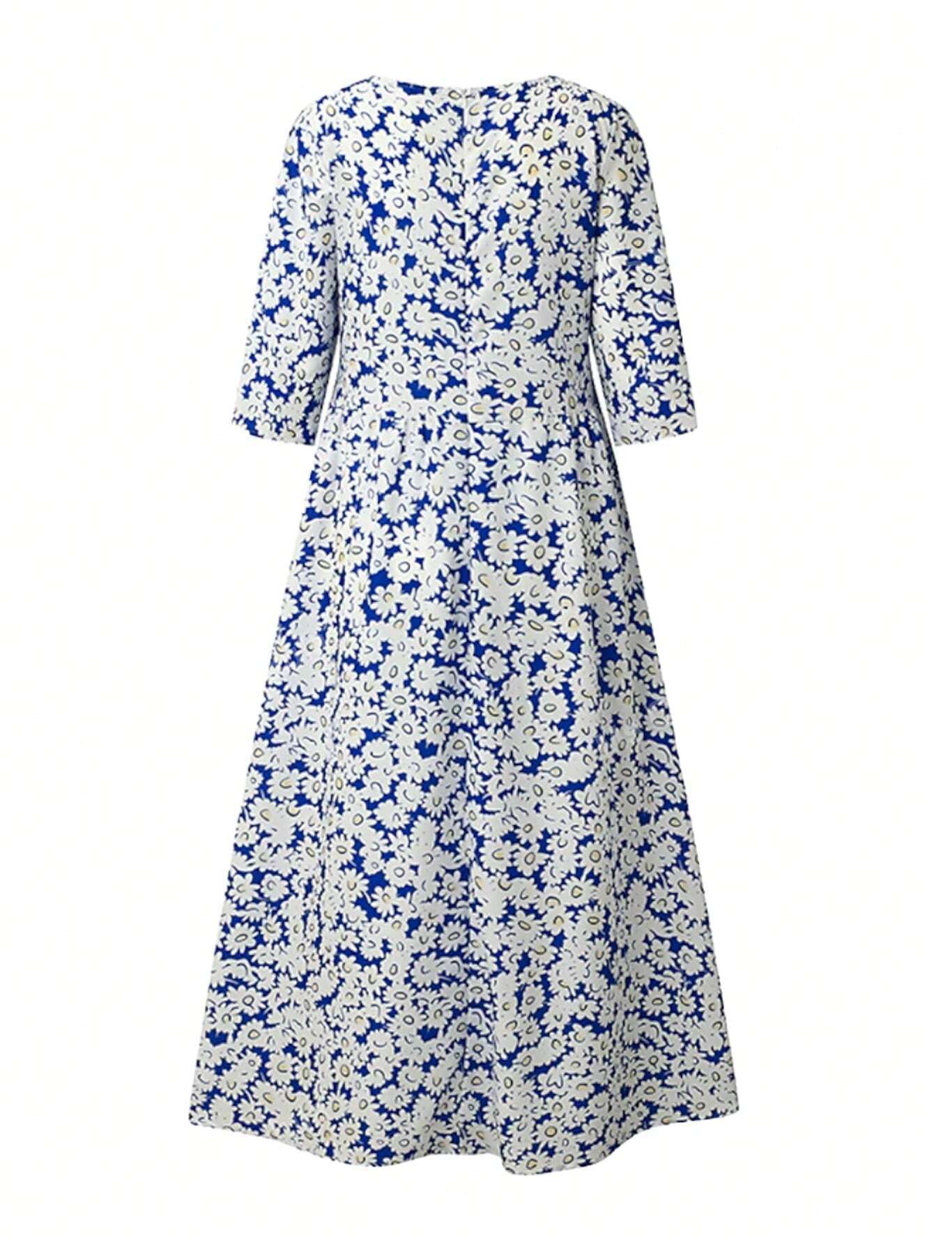 Aoife– Floral Midi Dress with Pockets