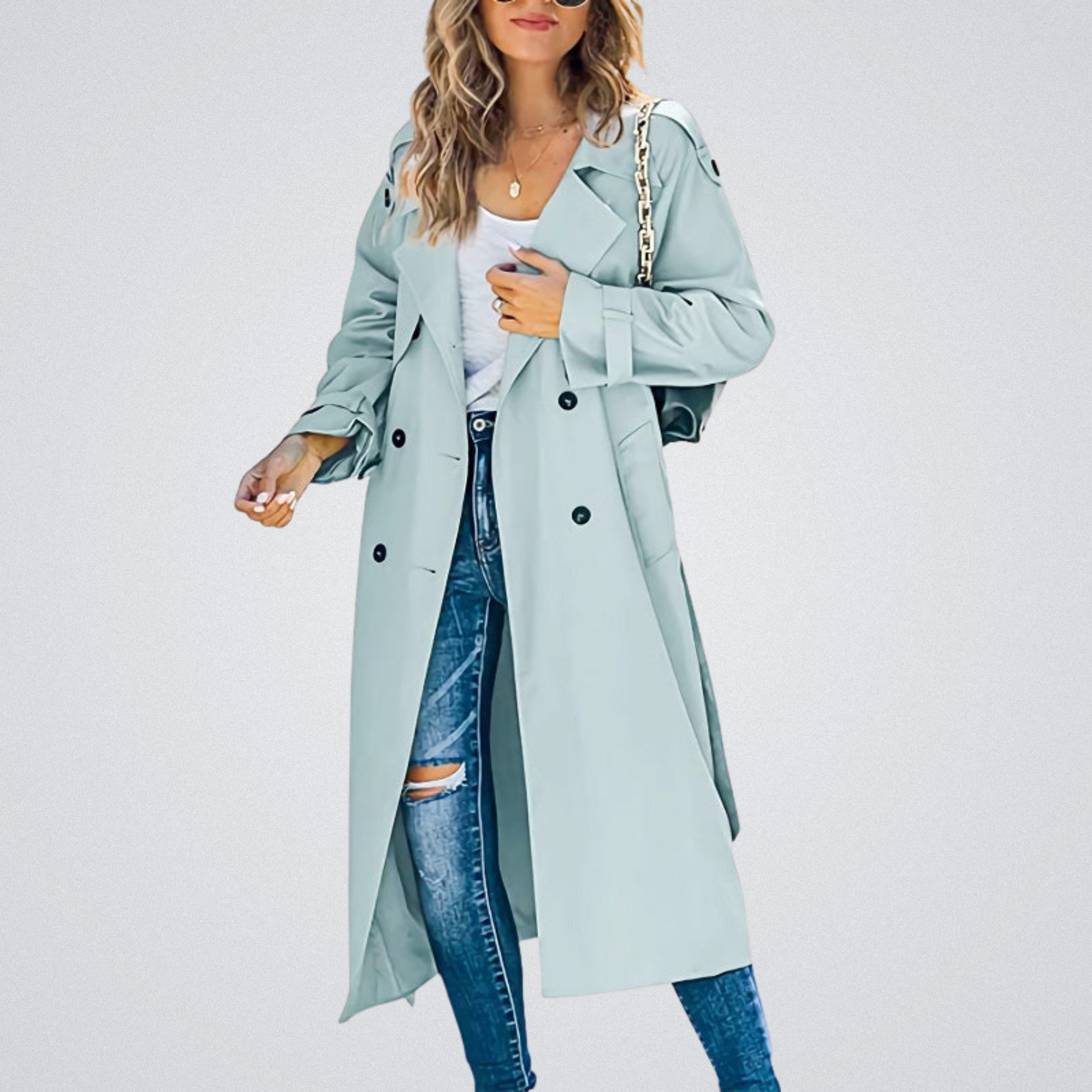 Celeste | Long Double-Breasted Trench Coat