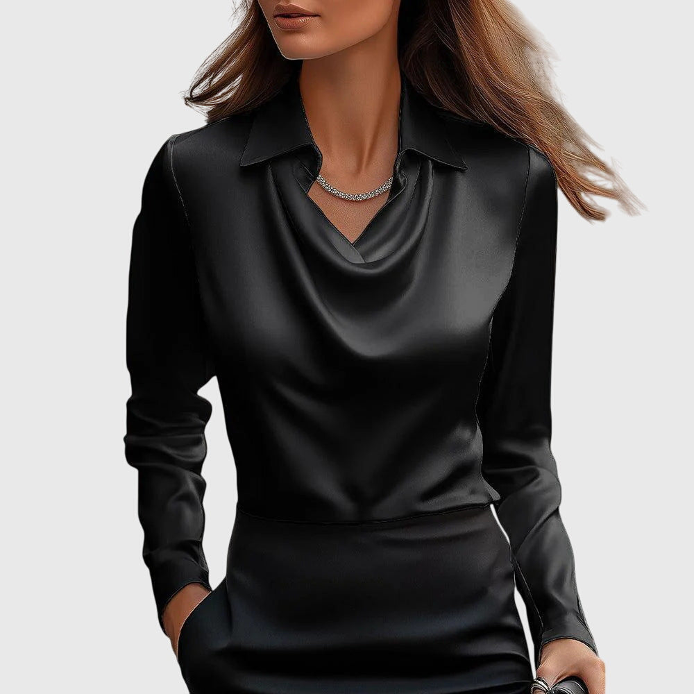 Ciarán – Satin Blouse with Draped Neckline