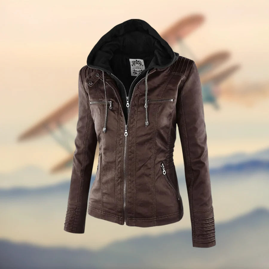 Carolina – Hooded Leather Jacket