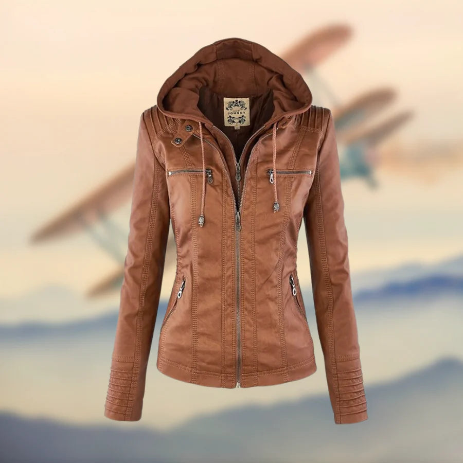Carolina – Hooded Leather Jacket