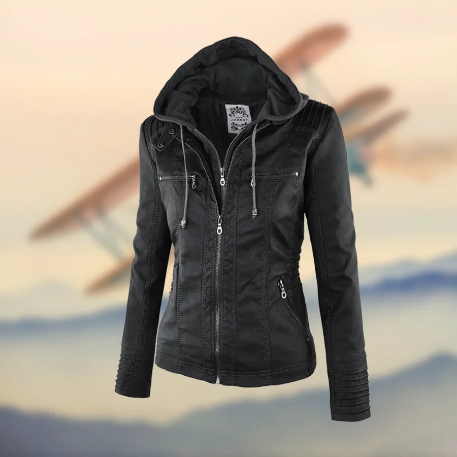 Carolina – Hooded Leather Jacket