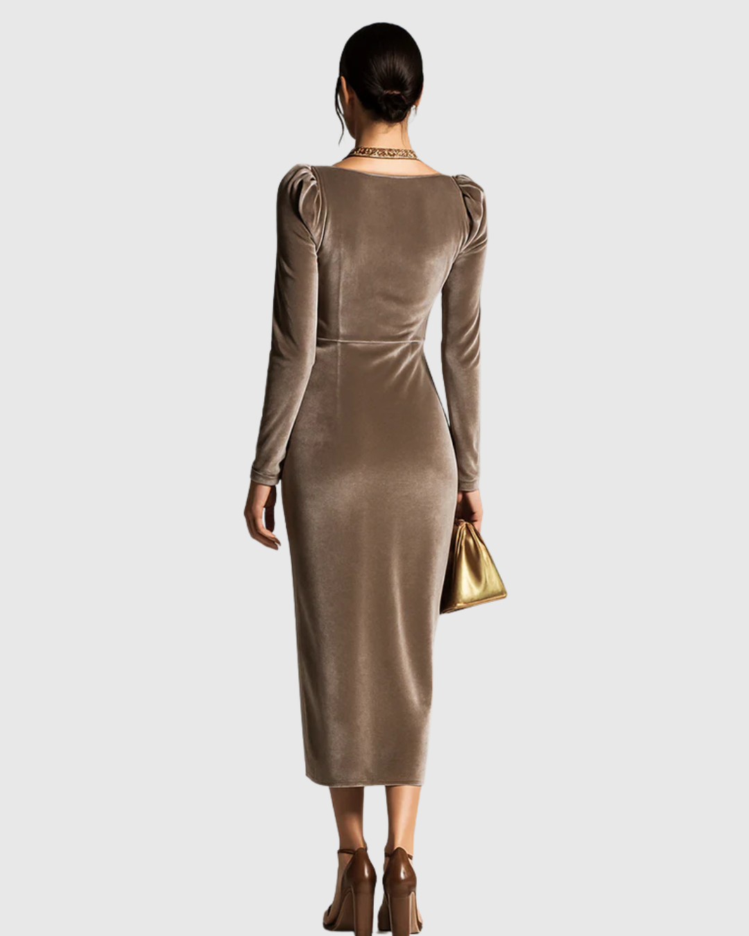 Celestine™ | Velvet Draped Pleated Midi Dress