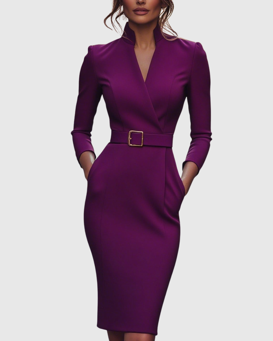 Selene | Elegant Belted Midi Dress