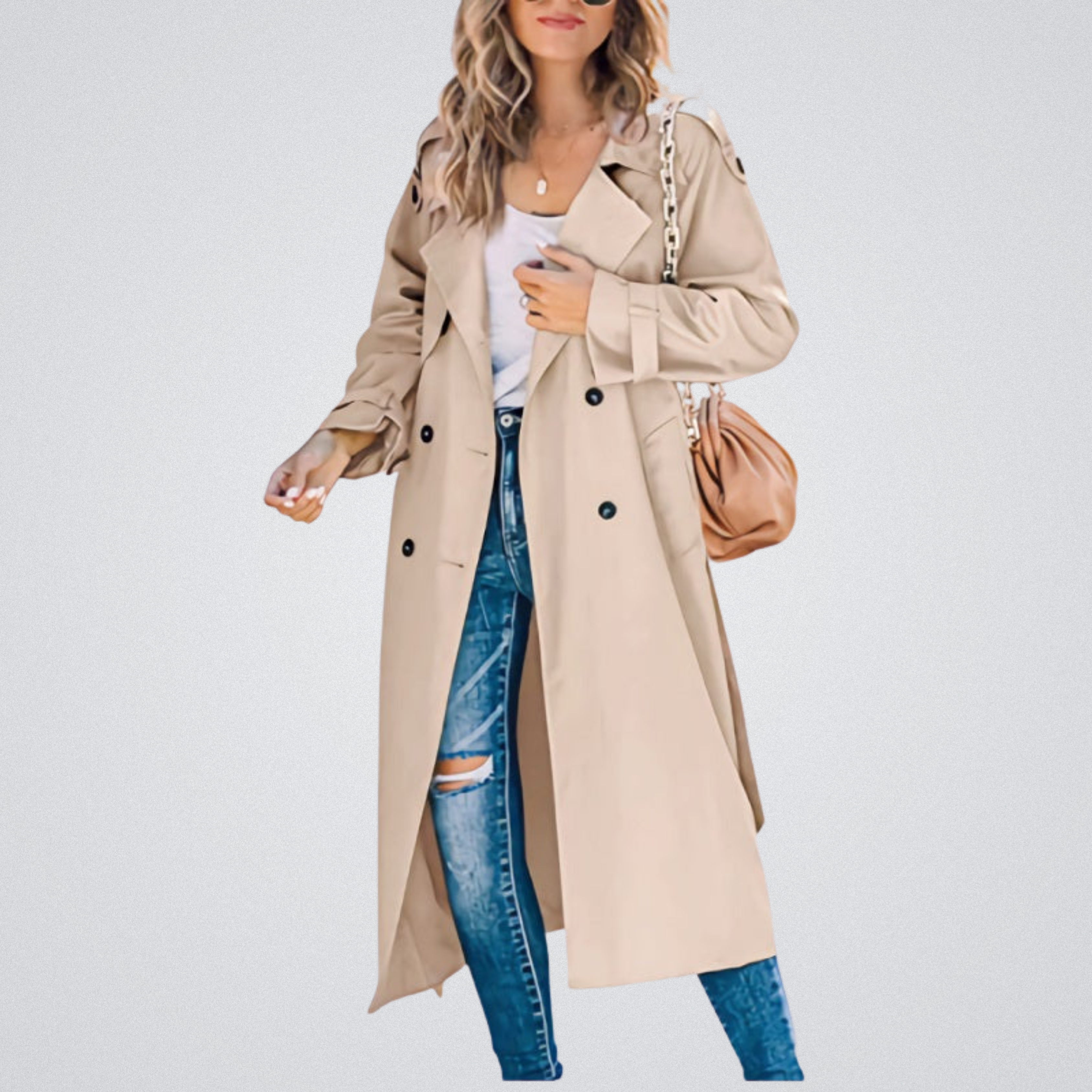 Celeste | Long Double-Breasted Trench Coat