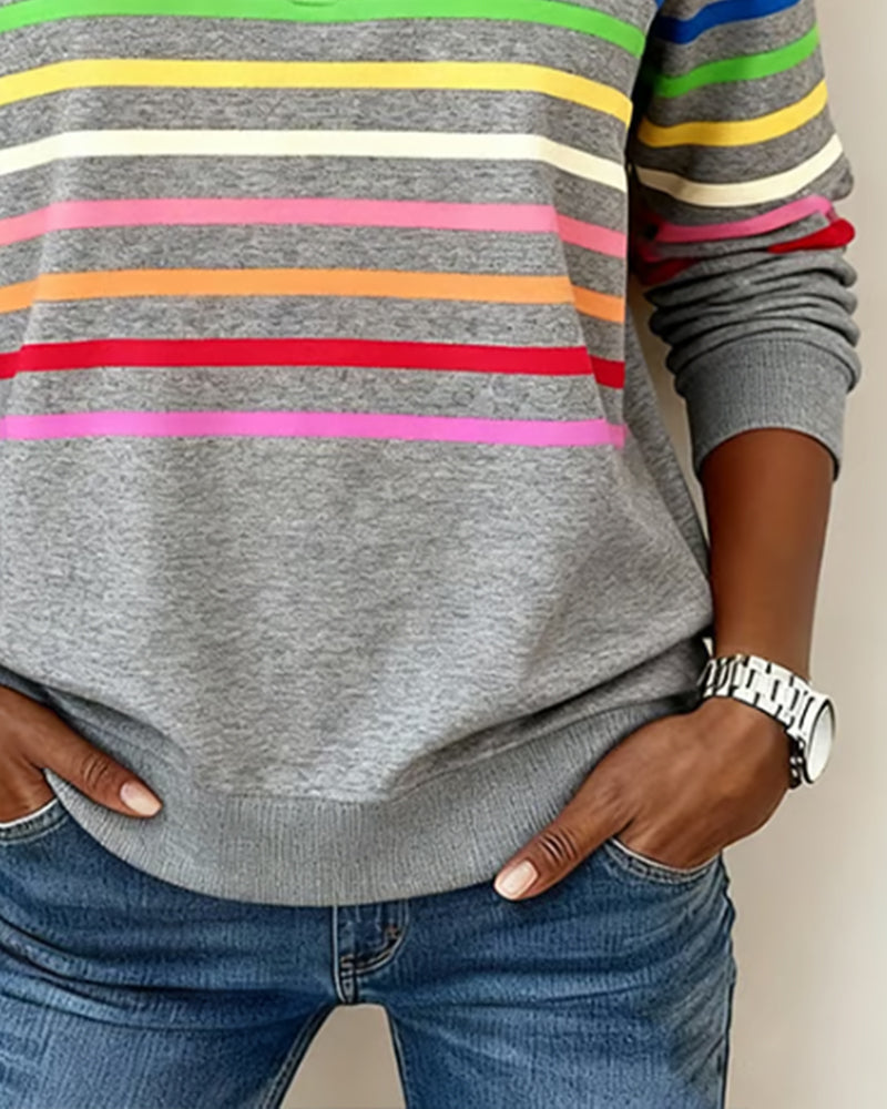 Liora | Striped Half-Zip Casual Sweatshirt