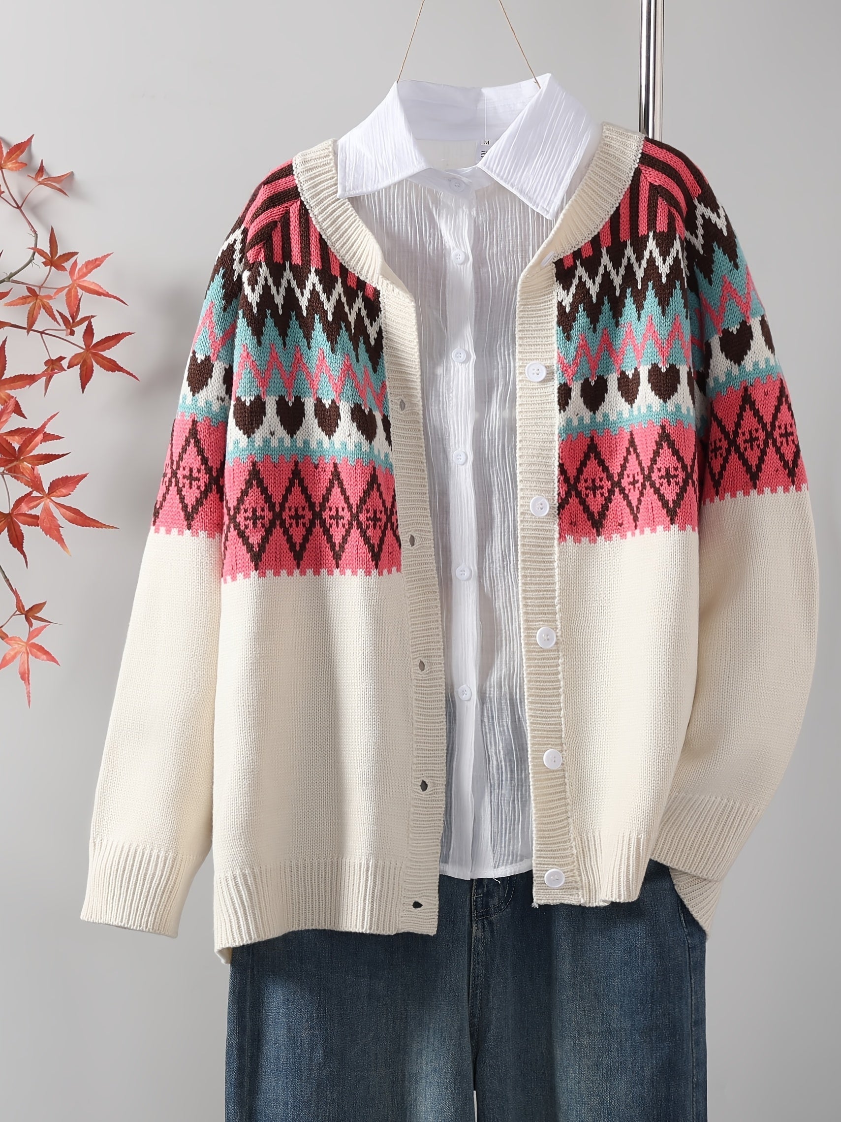 Elle | Classic Knit Cardigan with Pattern