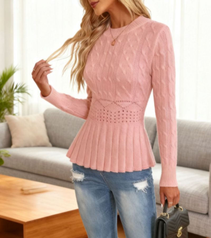 Alessia™ | Elegant Peplum Knit Sweater