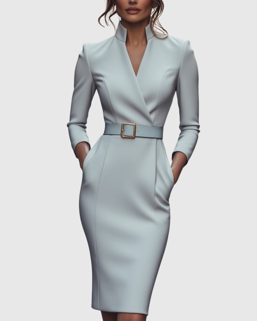 Selene | Elegant Belted Midi Dress