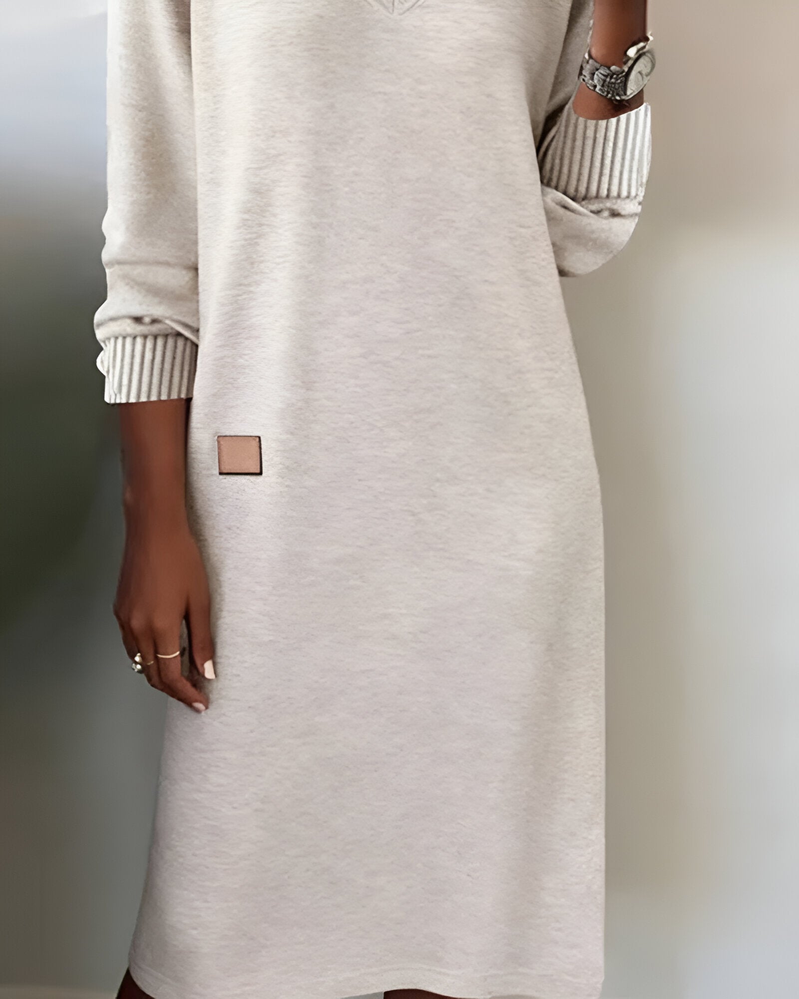 Kehlani™ | Soft Minimalist V-Neck Midi Dress