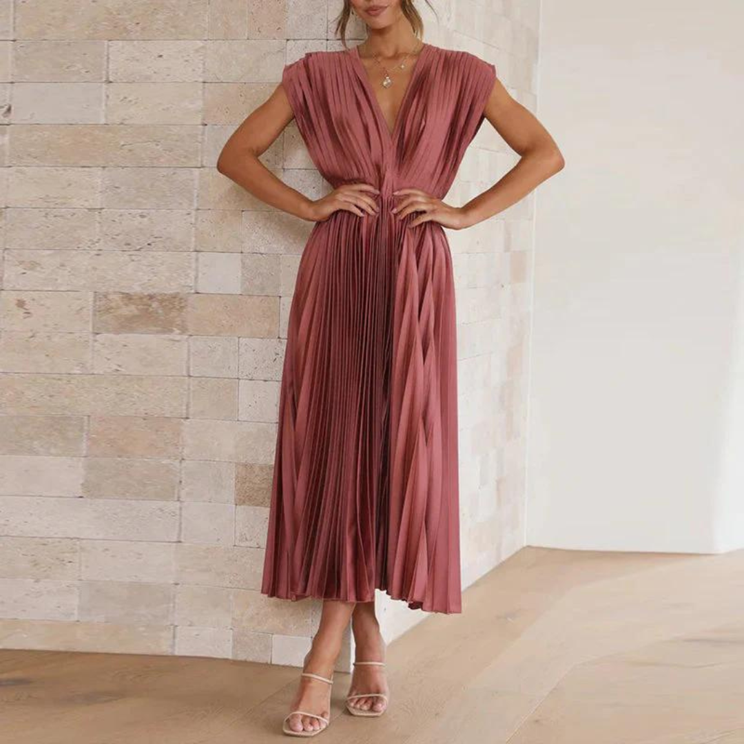 Kathleen - Ladies evening with V-neck midi dress