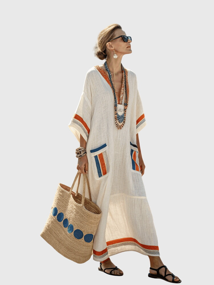 Celeste - Ethereal Kaftan Robe with Aegean Detailing