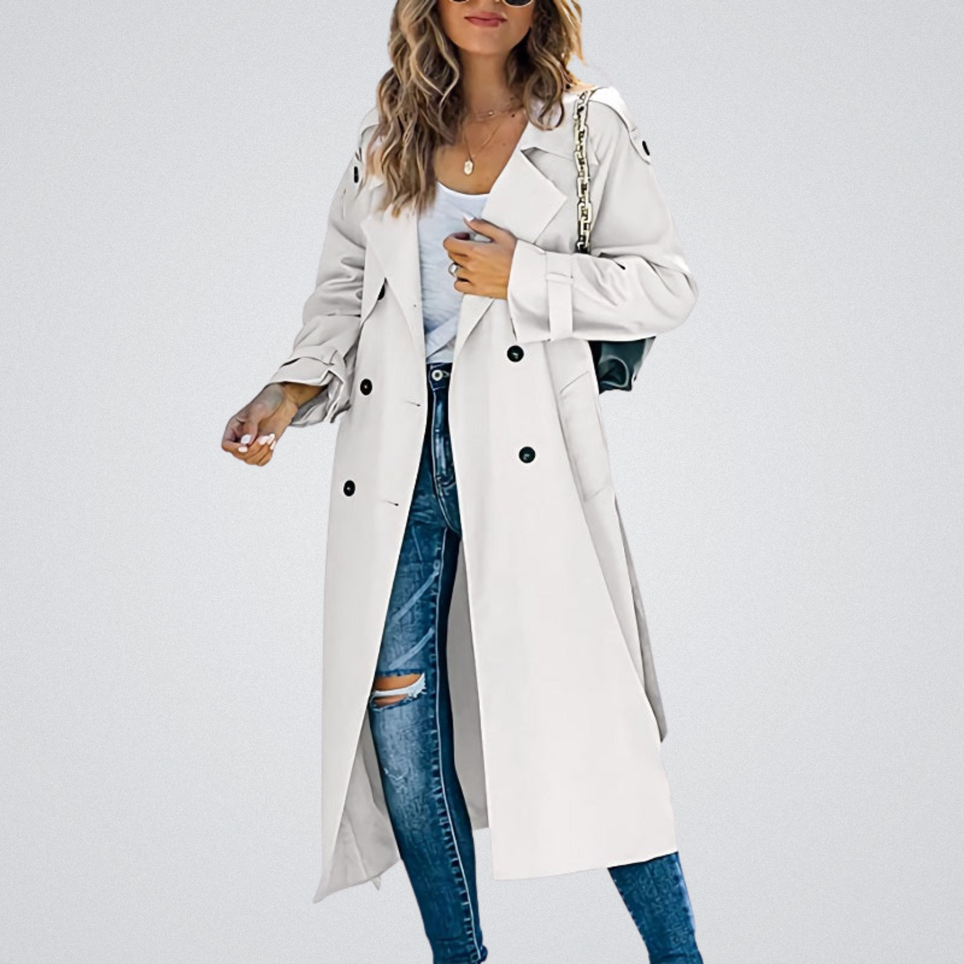 Celeste | Long Double-Breasted Trench Coat