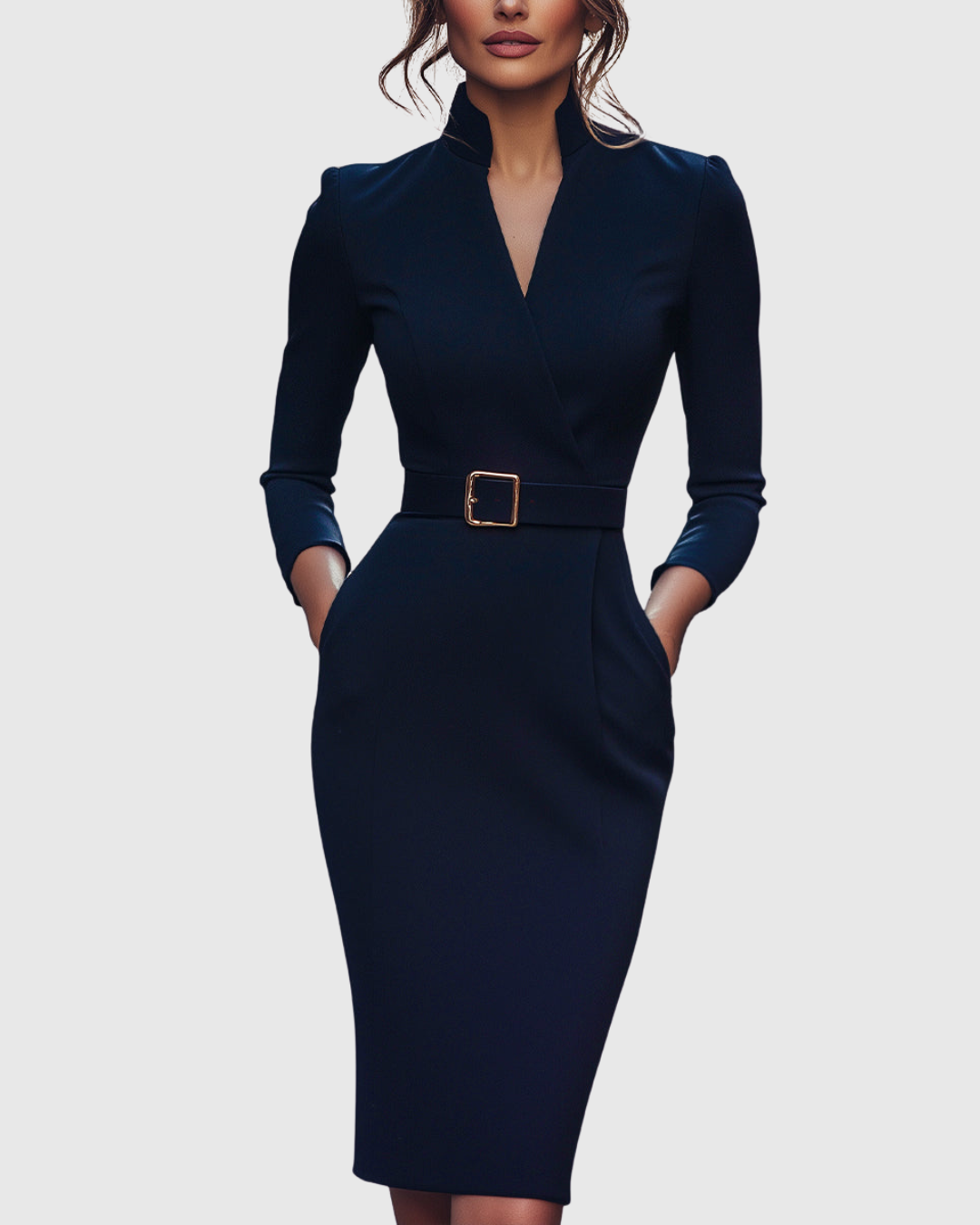 Selene | Elegant Belted Midi Dress