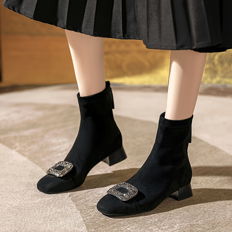 Élodie™ | Crystal-Buckle Ankle Boots