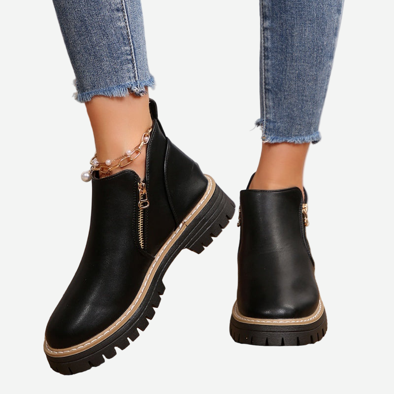 Eveline™ | Supportive Zip-Up Leather Boots