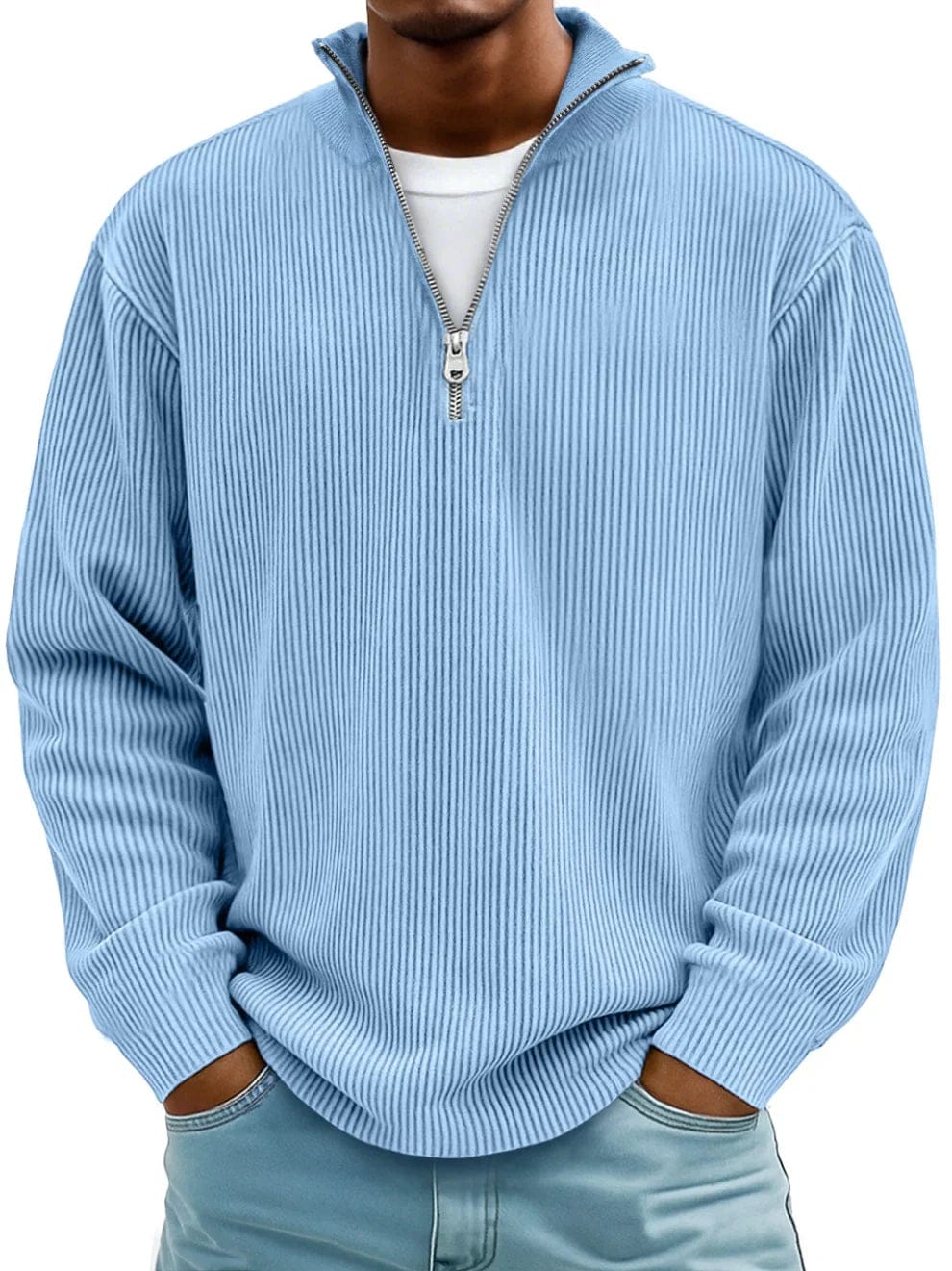 Calix | Premium Ribbed Half-Zip Cotton Sweater