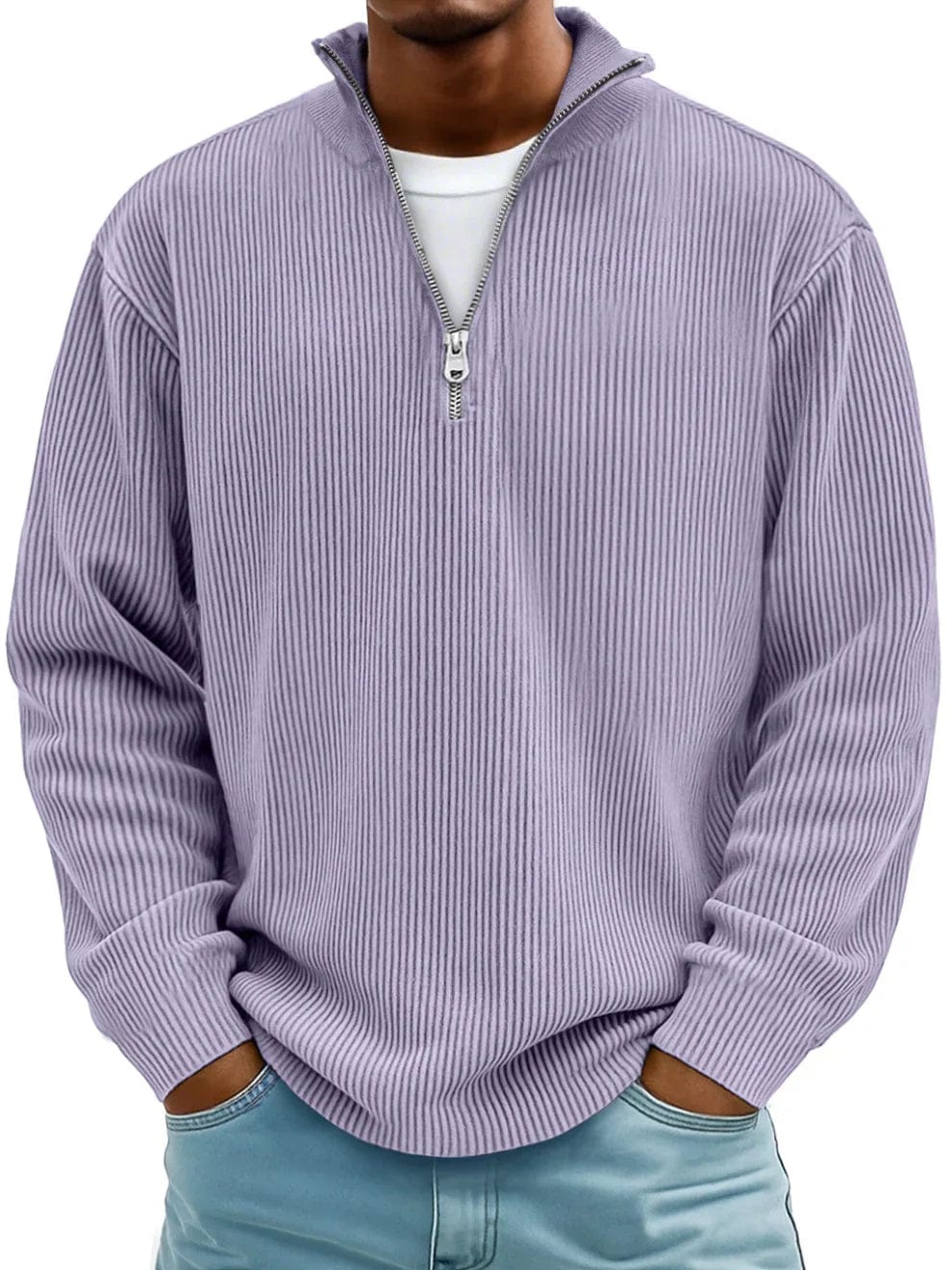 Calix | Premium Ribbed Half-Zip Cotton Sweater
