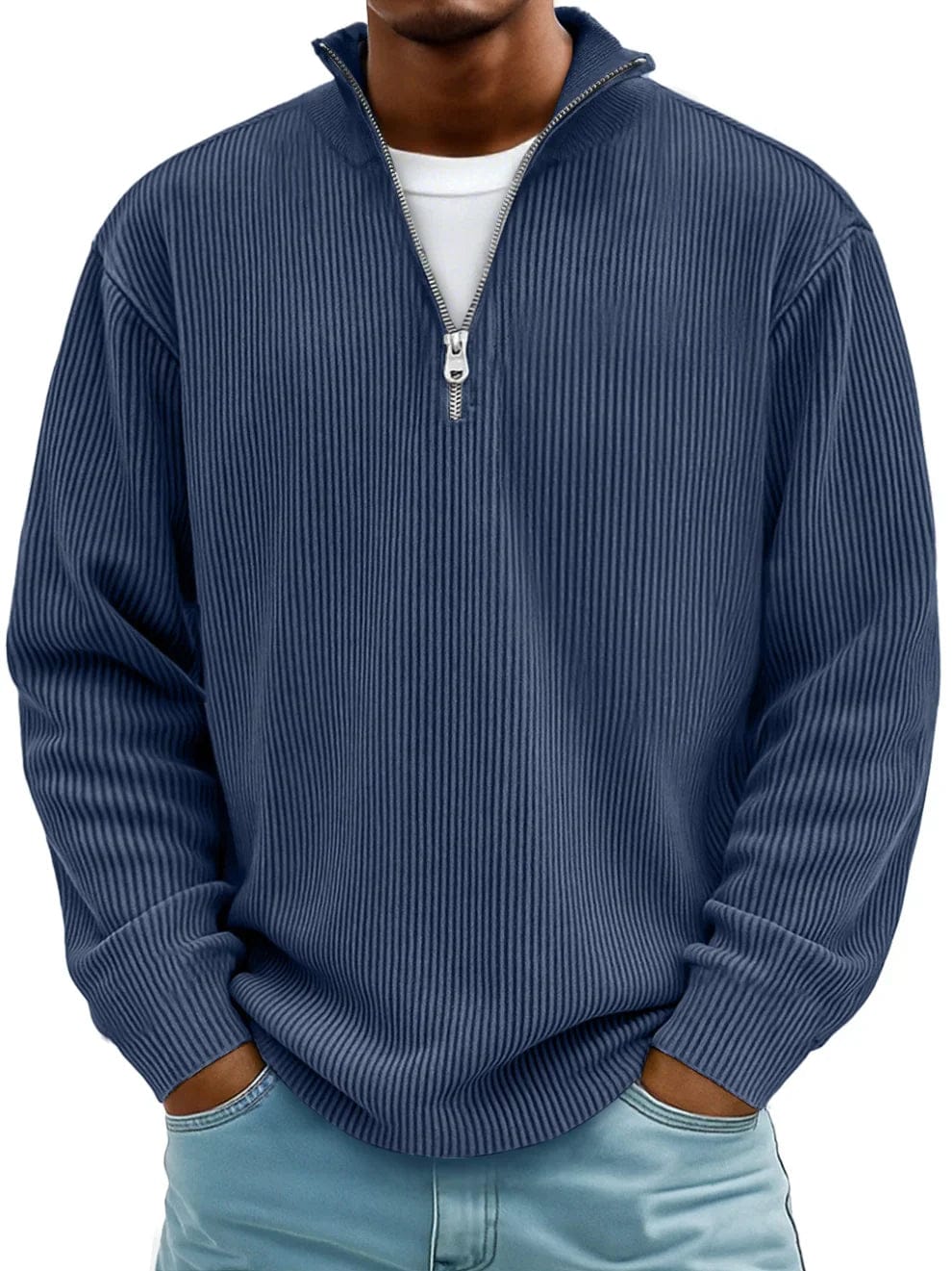 Calix | Premium Ribbed Half-Zip Cotton Sweater