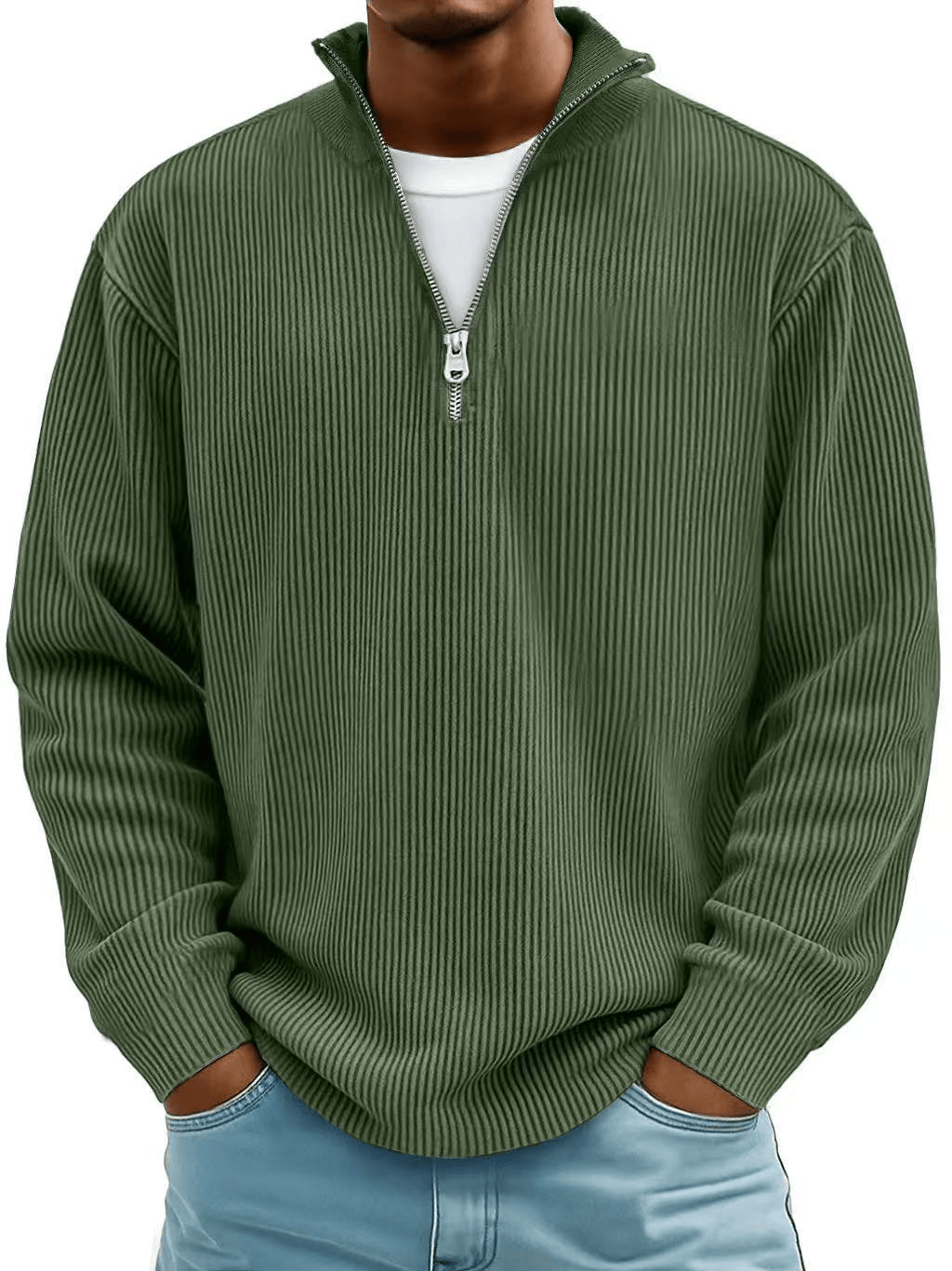 Calix | Premium Ribbed Half-Zip Cotton Sweater