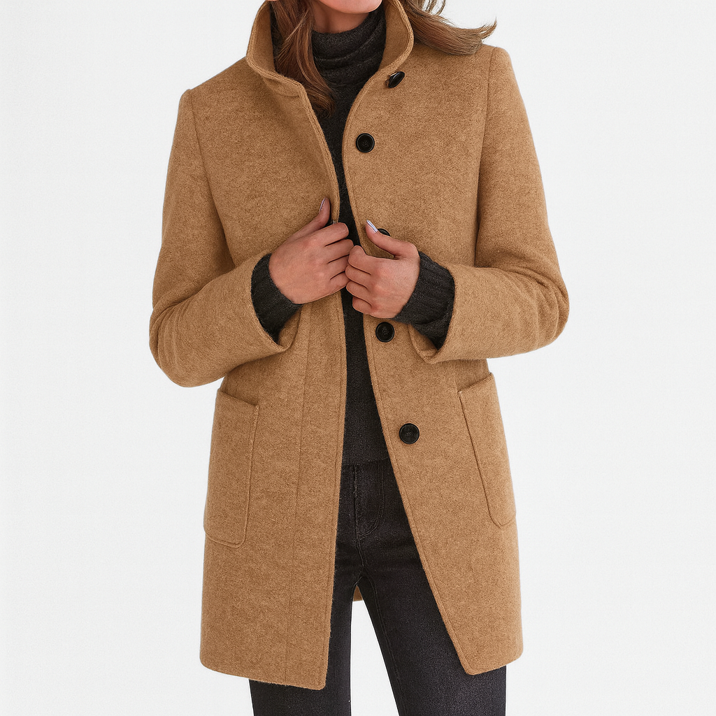 Freya™ | High-Collar Wool Blend Winter Coat