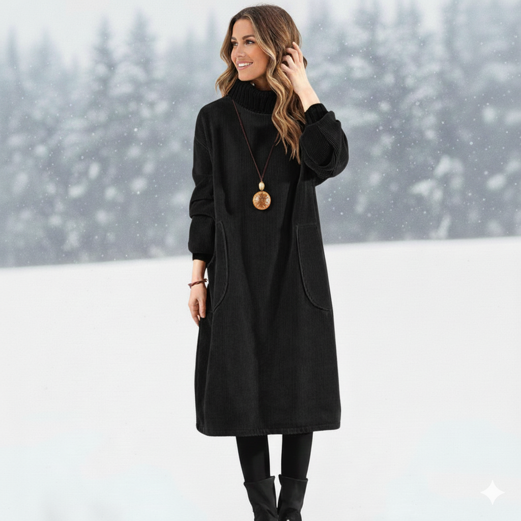 Elowen | Cozy Turtleneck Midi Dress