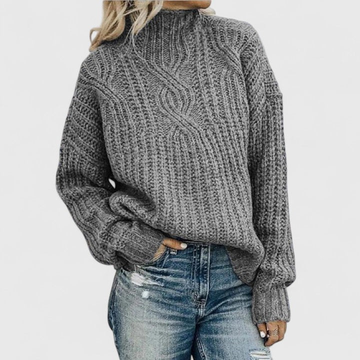 Éliza | Soft Cable-Knit High-Neck Sweater