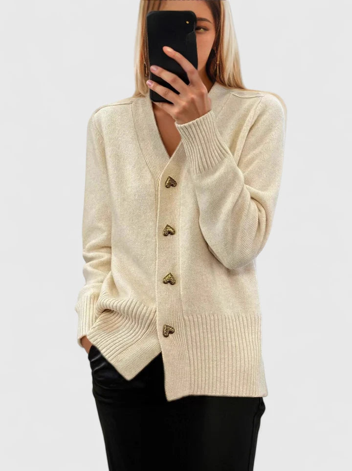 Isla – Heart Button Knit Cardigan