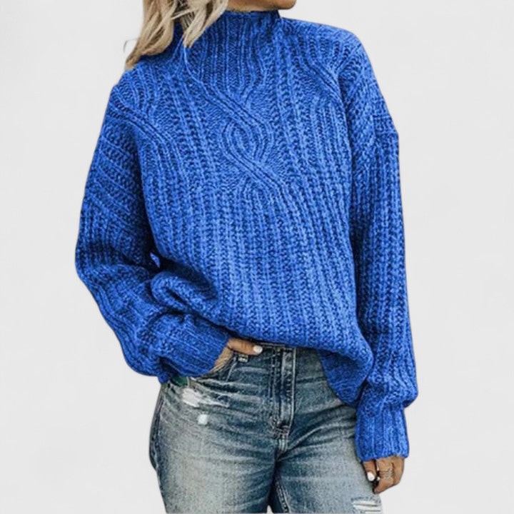 Éliza | Soft Cable-Knit High-Neck Sweater