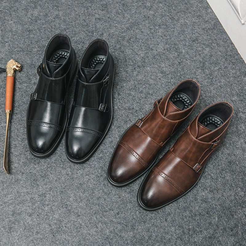 Darell | Double Monk Strap Orthopaedic Leather Boots