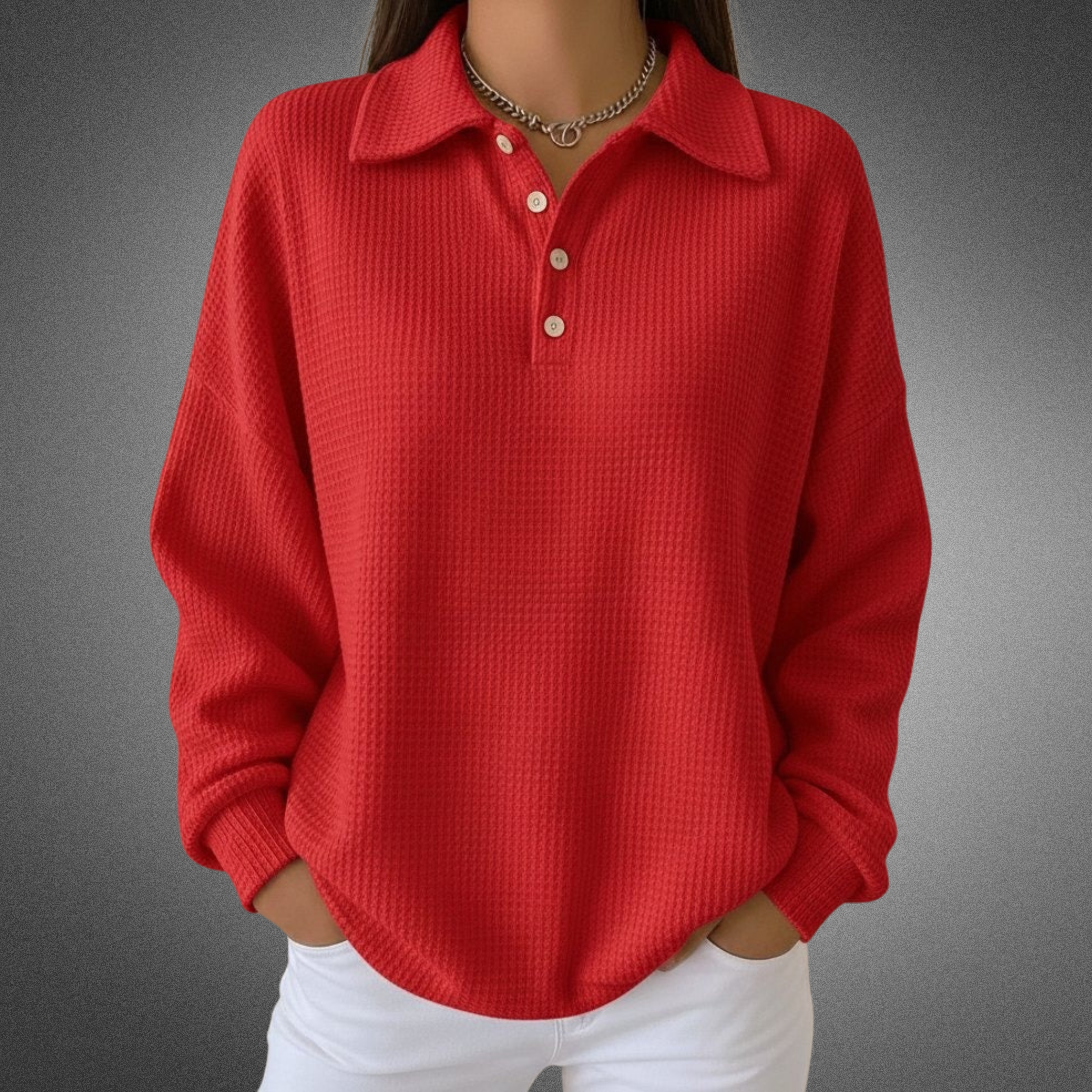 Ava | Soft Knit Polo Sweater