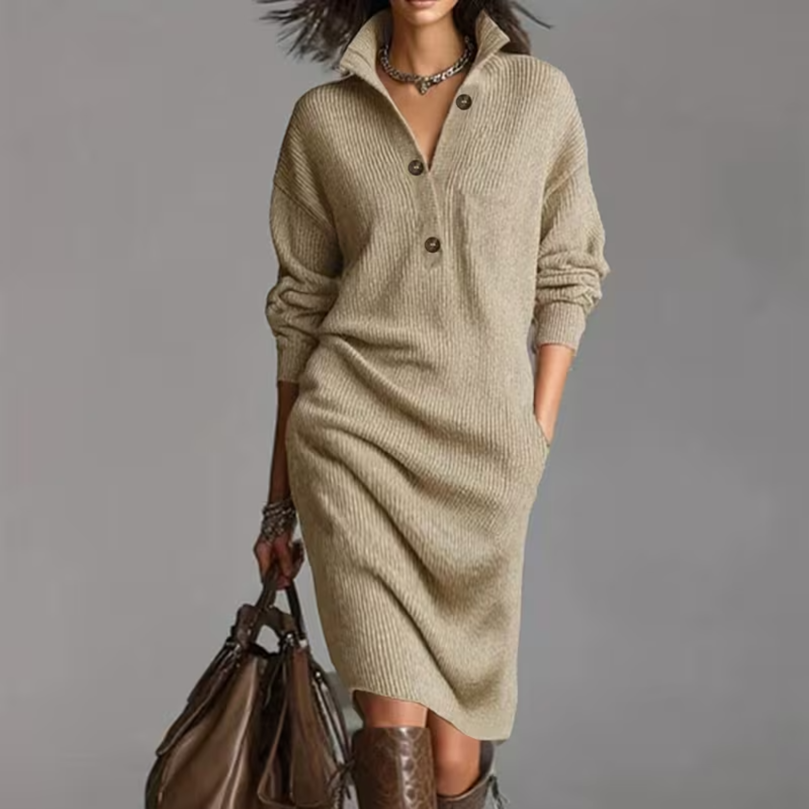 Maribel™ | Soft Knitted Button Dress