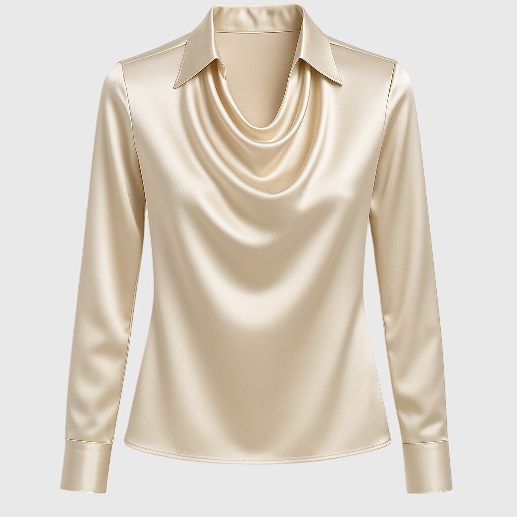 Ciarán – Satin Blouse with Draped Neckline