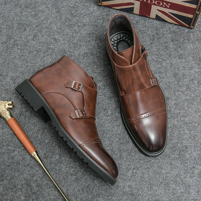 Darell | Double Monk Strap Orthopaedic Leather Boots