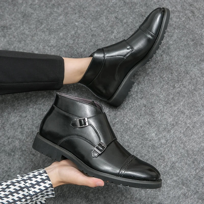 Darell | Double Monk Strap Orthopaedic Leather Boots