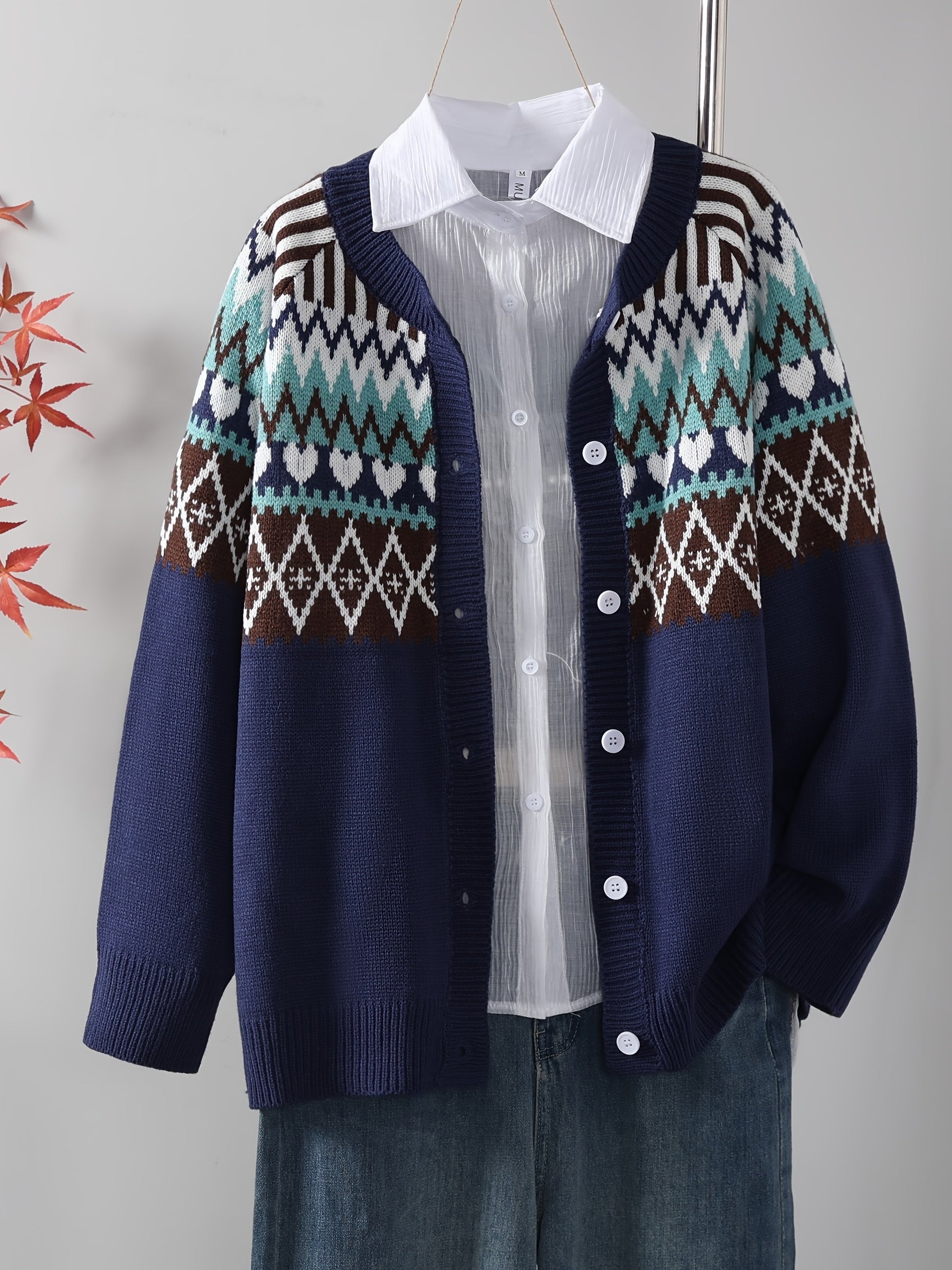 Elle | Classic Knit Cardigan with Pattern