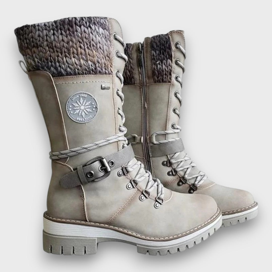 Elvara™ | Knit-Trim Winter Lace Boots