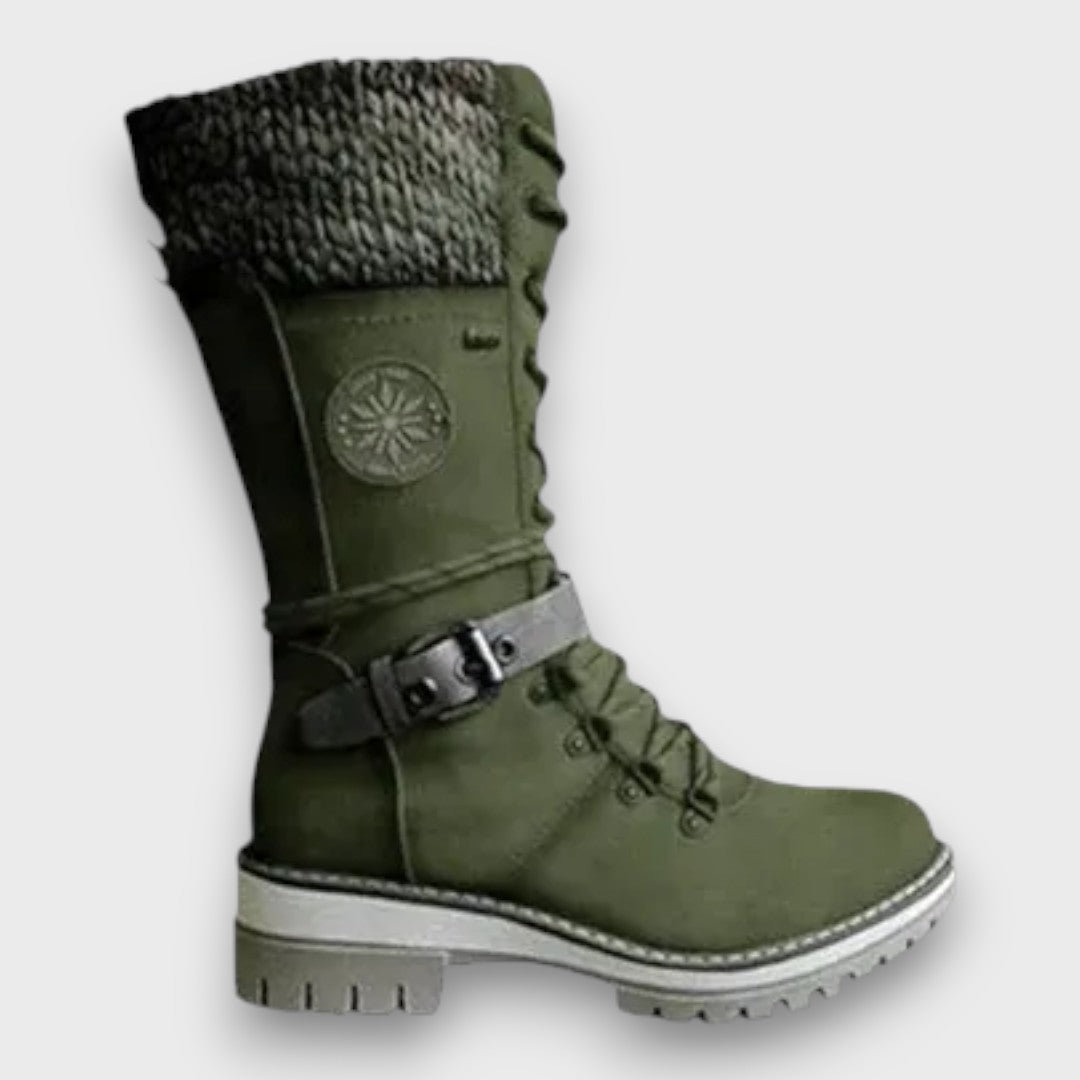 Elvara™ | Knit-Trim Winter Lace Boots