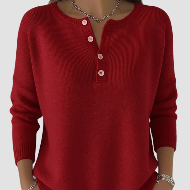 Clara™ | Textured Knit Henley Sweater