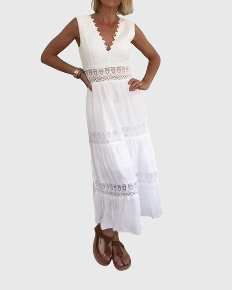 Alexandra - White Plunge Dress