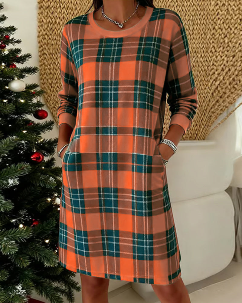 Noelle | Festive Plaid Knit Dress