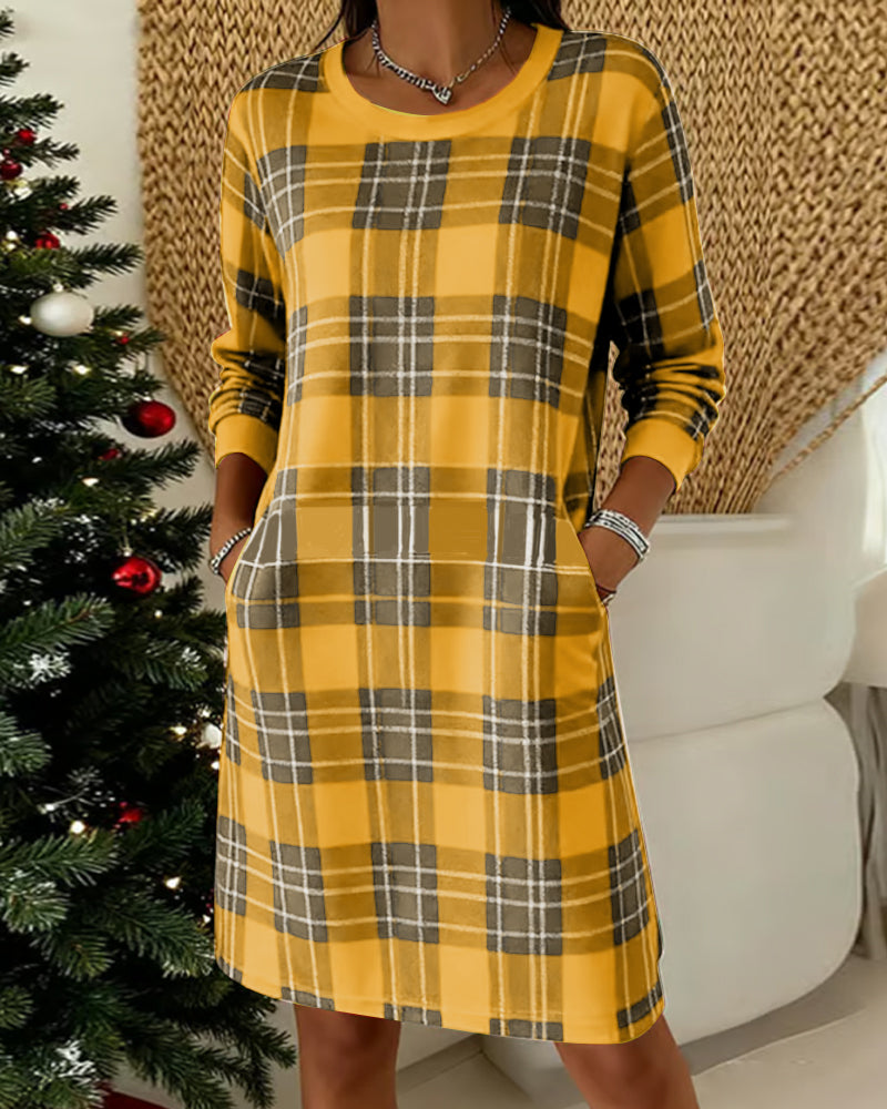 Noelle | Festive Plaid Knit Dress