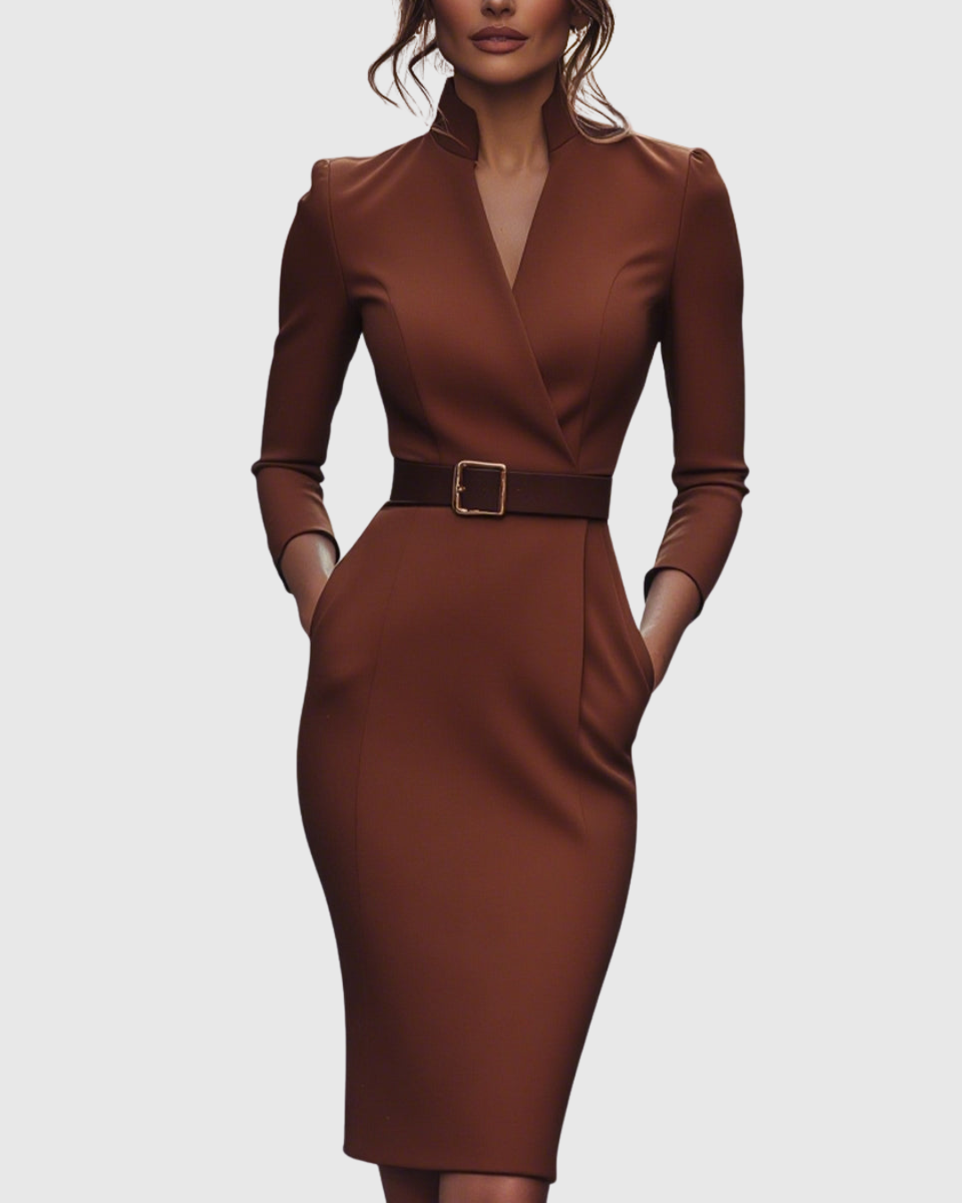 Selene | Elegant Belted Midi Dress
