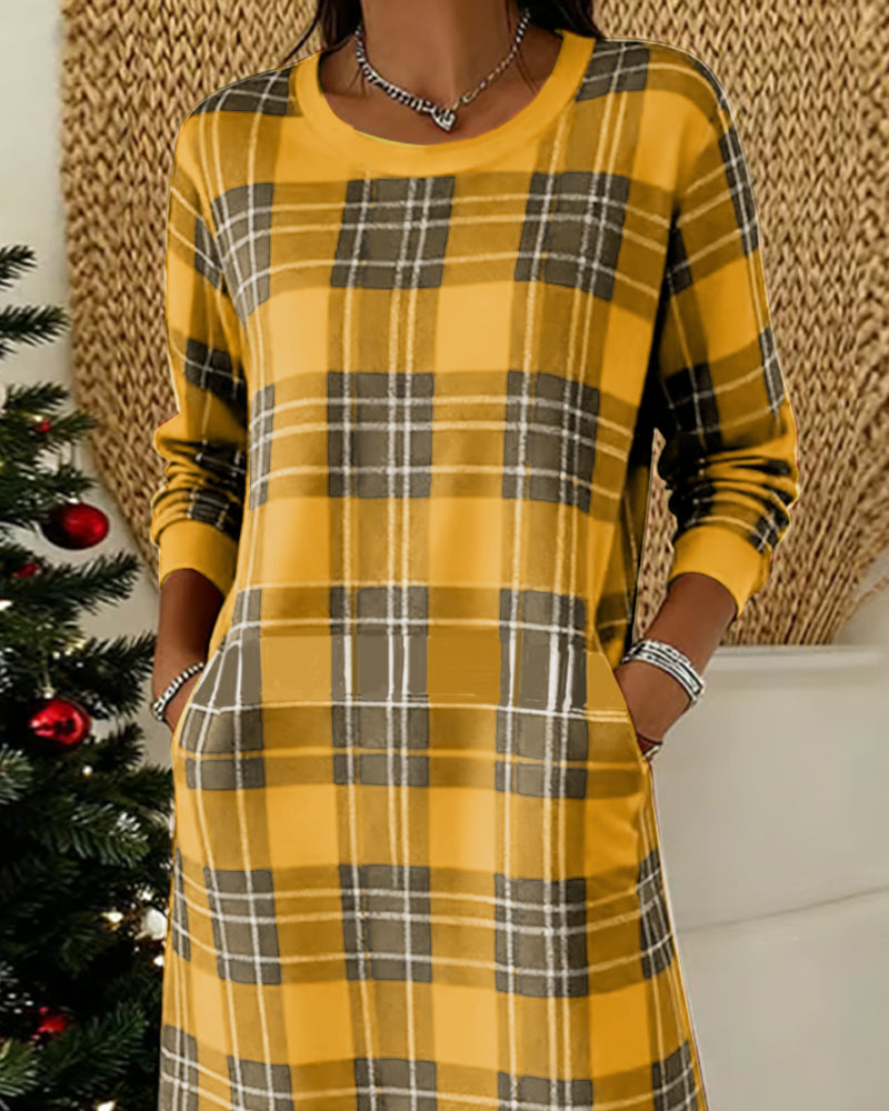 Noelle | Festive Plaid Knit Dress