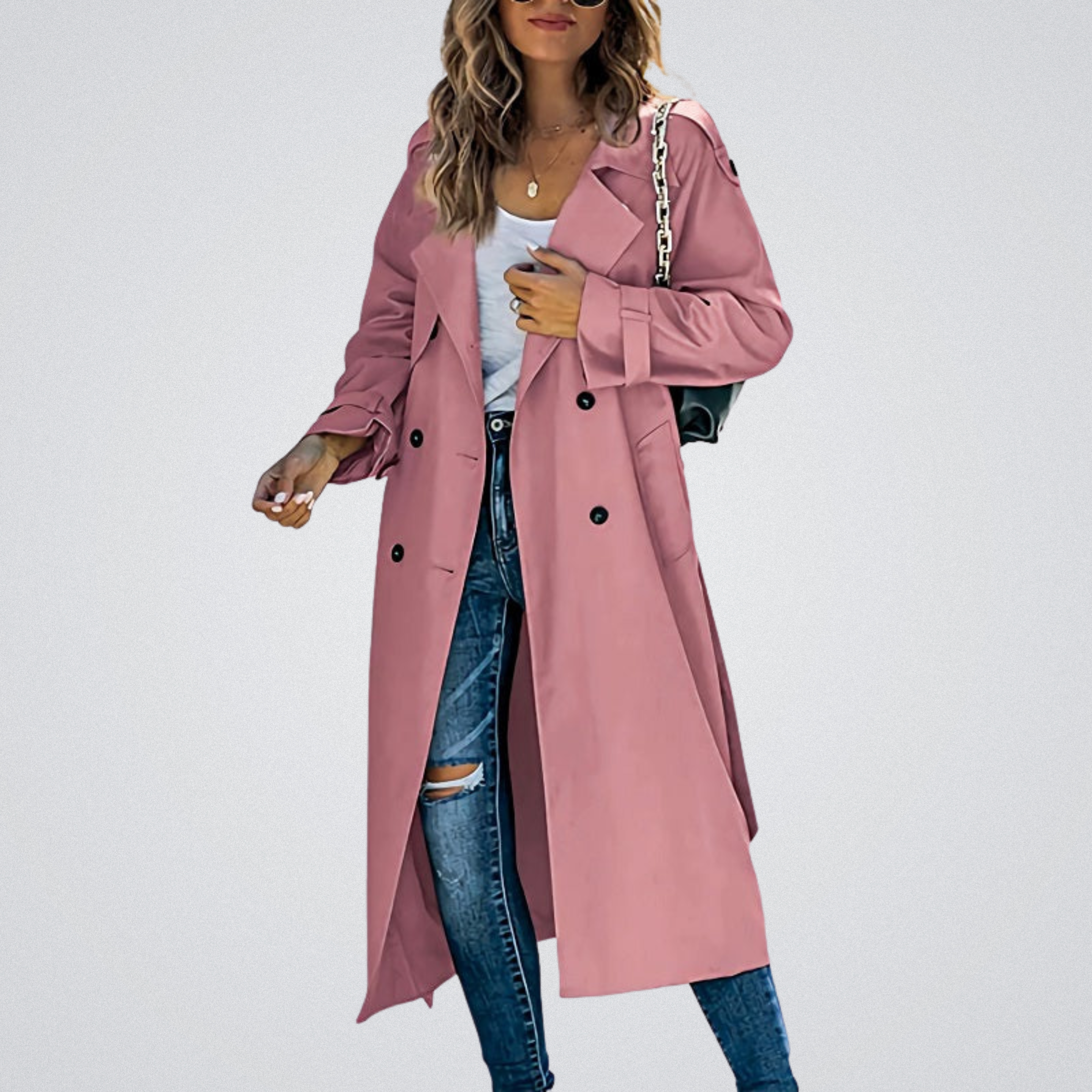 Celeste | Long Double-Breasted Trench Coat